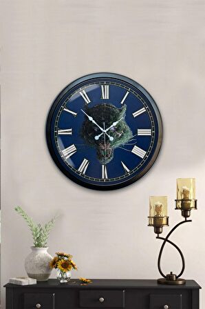 40 Cm Siyah Metal Vahşi Doğa Duvar Saati