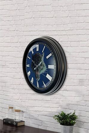 40 Cm Siyah Metal Vahşi Doğa Duvar Saati