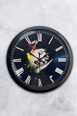 40 Cm Siyah Metal Uyku Duvar Saati