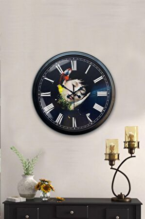 40 Cm Siyah Metal Uyku Duvar Saati