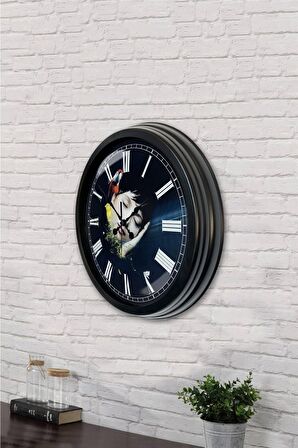 40 Cm Siyah Metal Uyku Duvar Saati