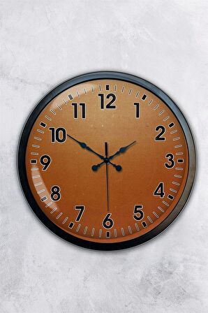 40 Cm Siyah Metal Turuncu Duvar Saati