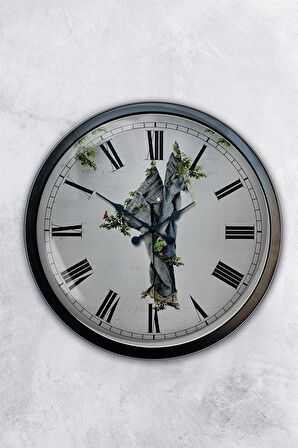40 Cm Siyah Metal Tekstil Duvar Saati