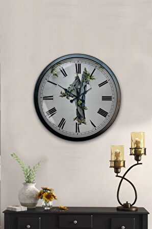 40 Cm Siyah Metal Tekstil Duvar Saati
