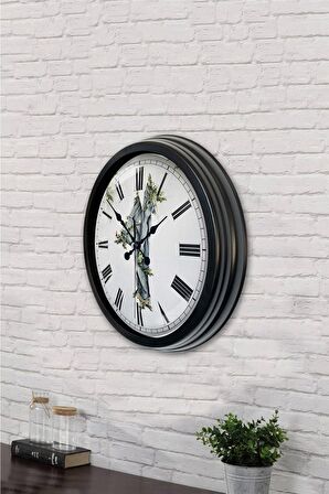 40 Cm Siyah Metal Tekstil Duvar Saati