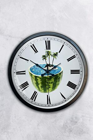 40 Cm Siyah Metal Turizm Duvar Saati