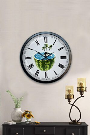 40 Cm Siyah Metal Turizm Duvar Saati