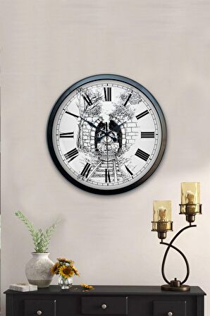 40 Cm Siyah Metal Tren Duvar Saati