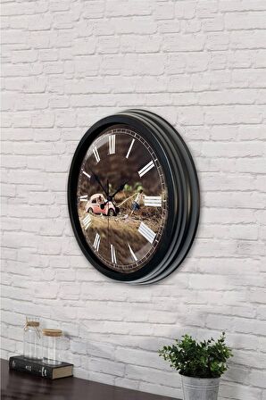 40 Cm Siyah Metal Tosbağa Duvar Saati