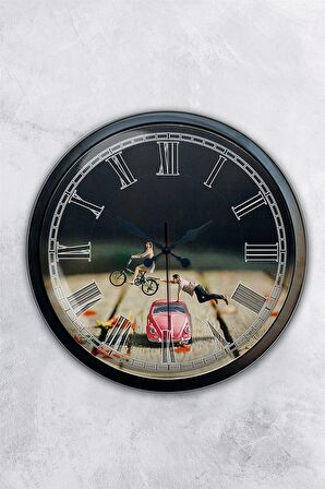 40 Cm Siyah Metal Tosbağa Duvar Saati