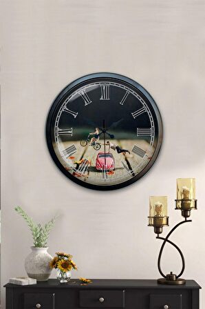 40 Cm Siyah Metal Tosbağa Duvar Saati