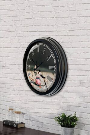 40 Cm Siyah Metal Tosbağa Duvar Saati