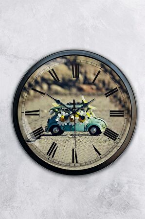 40 Cm Siyah Metal Tosbağa Duvar Saati