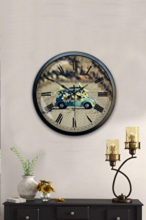 40 Cm Siyah Metal Tosbağa Duvar Saati