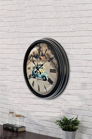 40 Cm Siyah Metal Tosbağa Duvar Saati