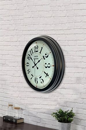 40 Cm Siyah Metal Tasarım Duvar Saati