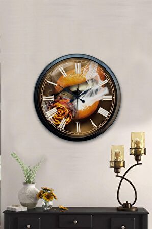 40 Cm Siyah Metal Tiryaki Duvar Saati