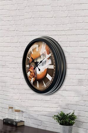 40 Cm Siyah Metal Tiryaki Duvar Saati