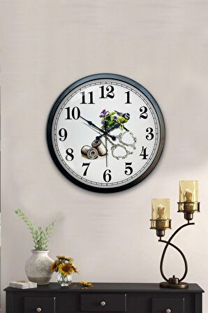 40 Cm Siyah Metal Terzi Duvar Saati