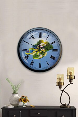 40 Cm Siyah Metal Tatil Turizm Duvar Saati