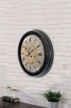 40 Cm Siyah Metal Tasarım Duvar Saati