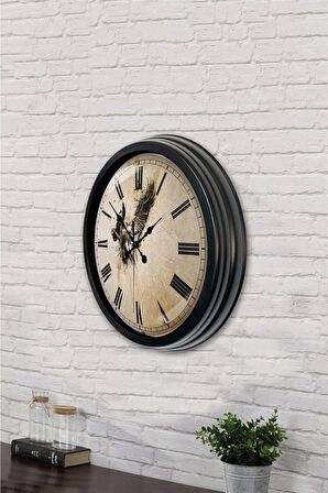 40 Cm Siyah Metal Tasarım Duvar Saati