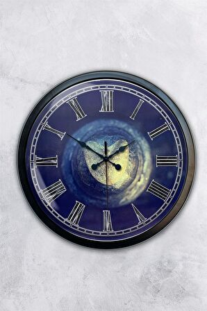 40 Cm Siyah Metal Taş Kalp Duvar Saati