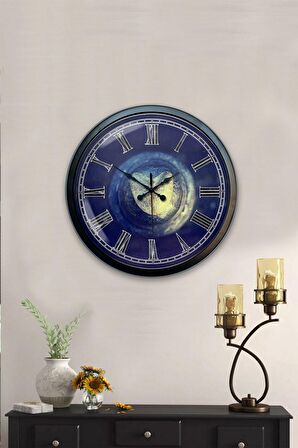 40 Cm Siyah Metal Taş Kalp Duvar Saati