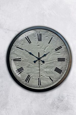 40 Cm Siyah Metal Taş Görünümlü Duvar Saati
