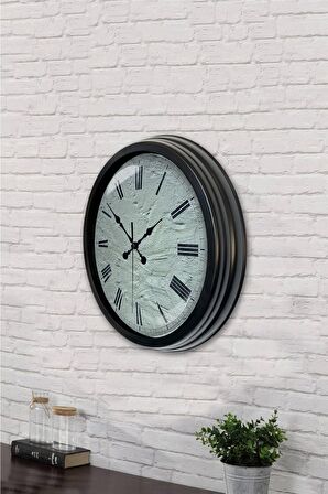 40 Cm Siyah Metal Taş Görünümlü Duvar Saati