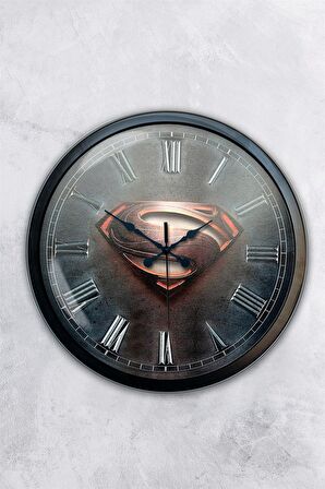 40 Cm Siyah Metal Süperman Duvar Saati