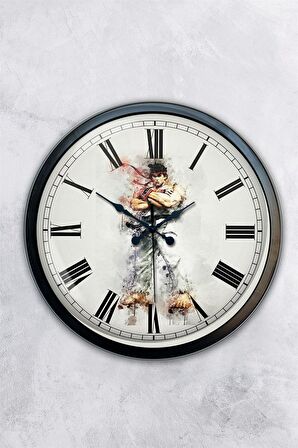 40 Cm Siyah Metal Street Fighter Duvar Saati