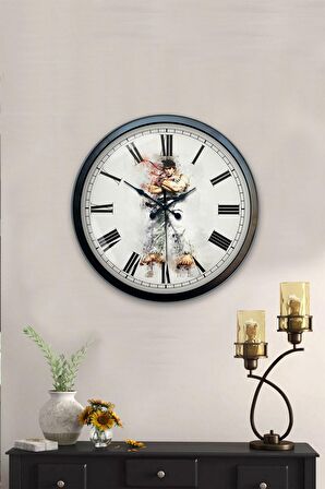 40 Cm Siyah Metal Street Fighter Duvar Saati