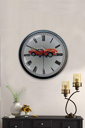 40 Cm Siyah Metal Spor Araba Duvar Saati