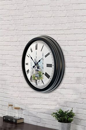 40 Cm Siyah Metal Sultanahmet Temalı Duvar Saati