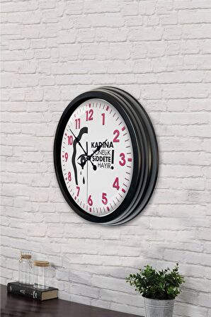 40 Cm Siyah Metal Sosyal Mesaj Duvar Saati