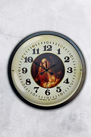 40 Cm Siyah Metal Tablo Kadın Duvar Saati