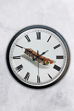 40 Cm Siyah Metal Sushi Duvar Saati
