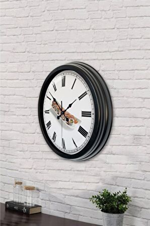 40 Cm Siyah Metal Sushi Duvar Saati