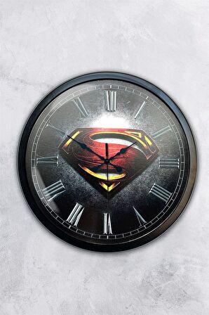 40 Cm Siyah Metal Süperman Duvar Saati