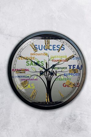 40 Cm Siyah Metal Success Duvar Saati