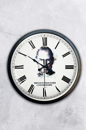 40 Cm Siyah Metal Steve Jobs Duvar Saati