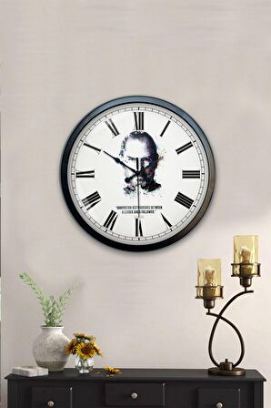 40 Cm Siyah Metal Steve Jobs Duvar Saati