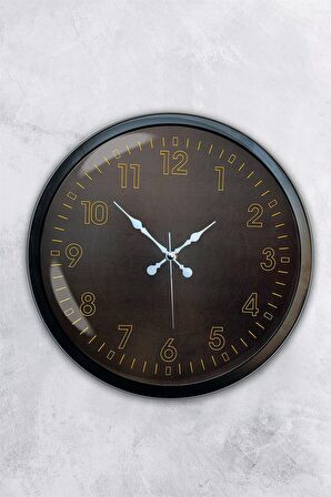 40 Cm Siyah Metal Siyah Sarı Duvar Saati