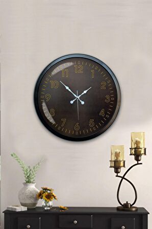 40 Cm Siyah Metal Siyah Sarı Duvar Saati