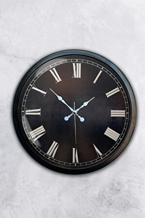 40 Cm Siyah Metal Siyah Romen Duvar Saati