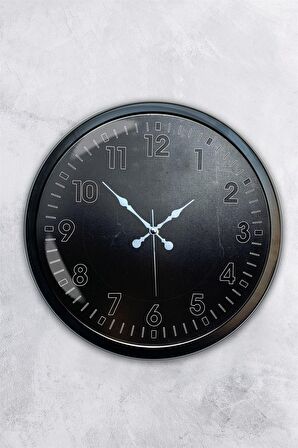 40 Cm Siyah Metal Siyah Duvar Saati