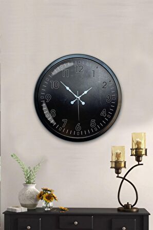 40 Cm Siyah Metal Siyah Duvar Saati
