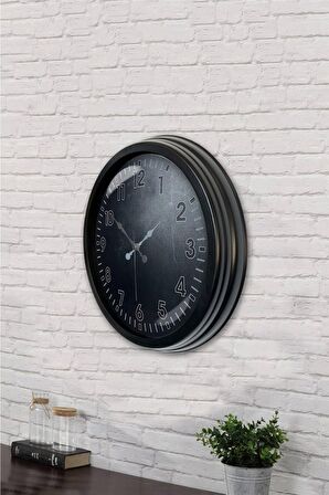 40 Cm Siyah Metal Siyah Duvar Saati
