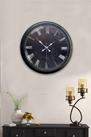 40 Cm Siyah Metal Siyah Duvar Saati